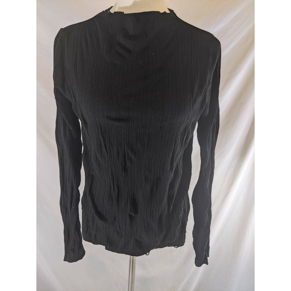 OAK FORT Black Textured‎ Long Sleeve Mock Neck Top Women's Size Medium